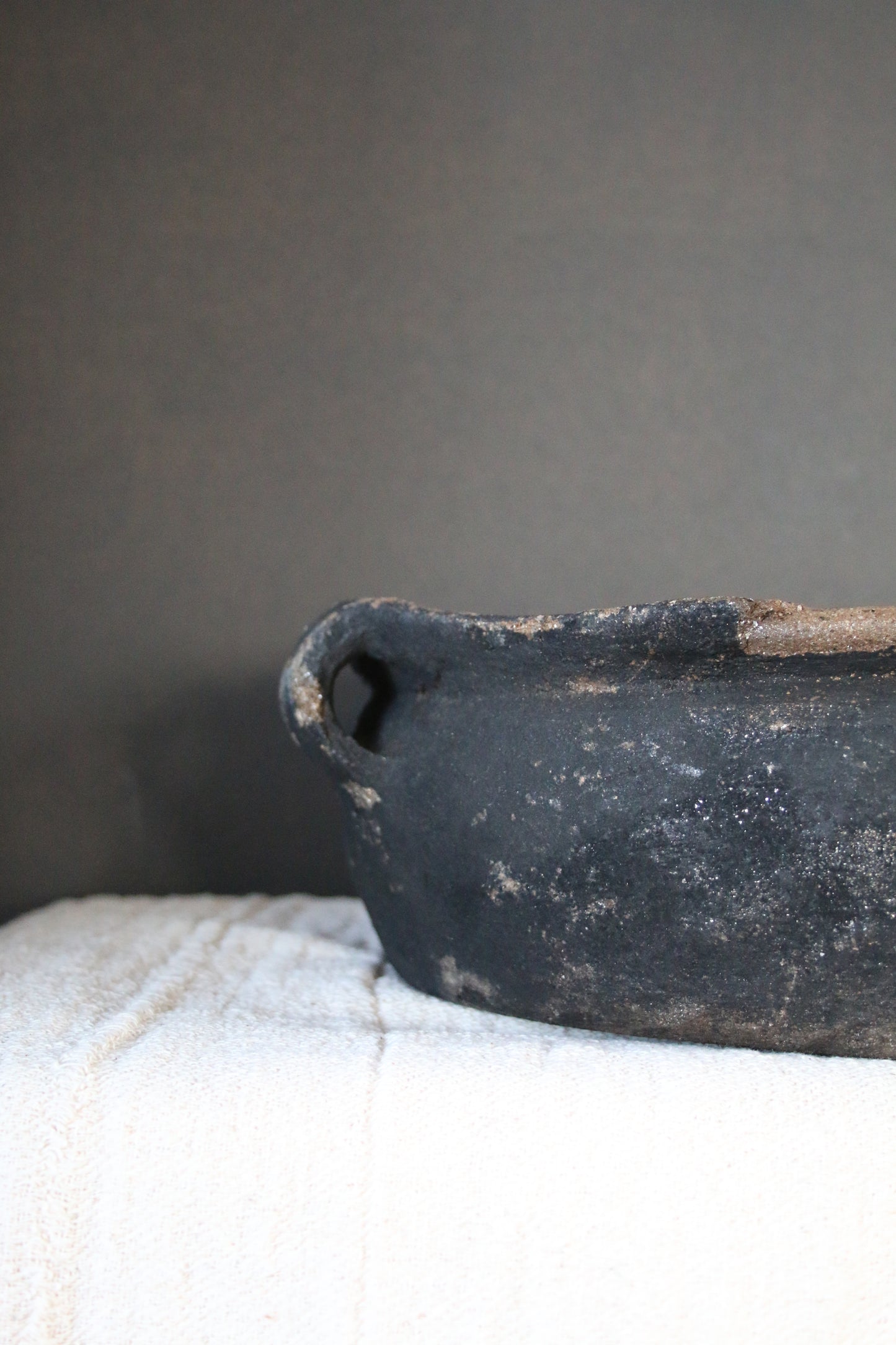 Large Black Longpi Bowl With Handles