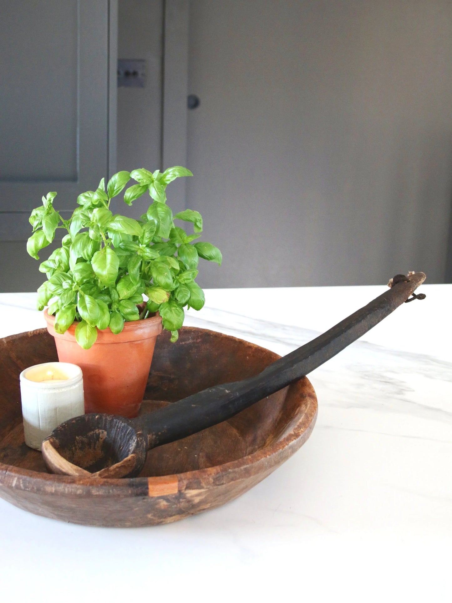 Antique Hand Carved Wooden Ladle