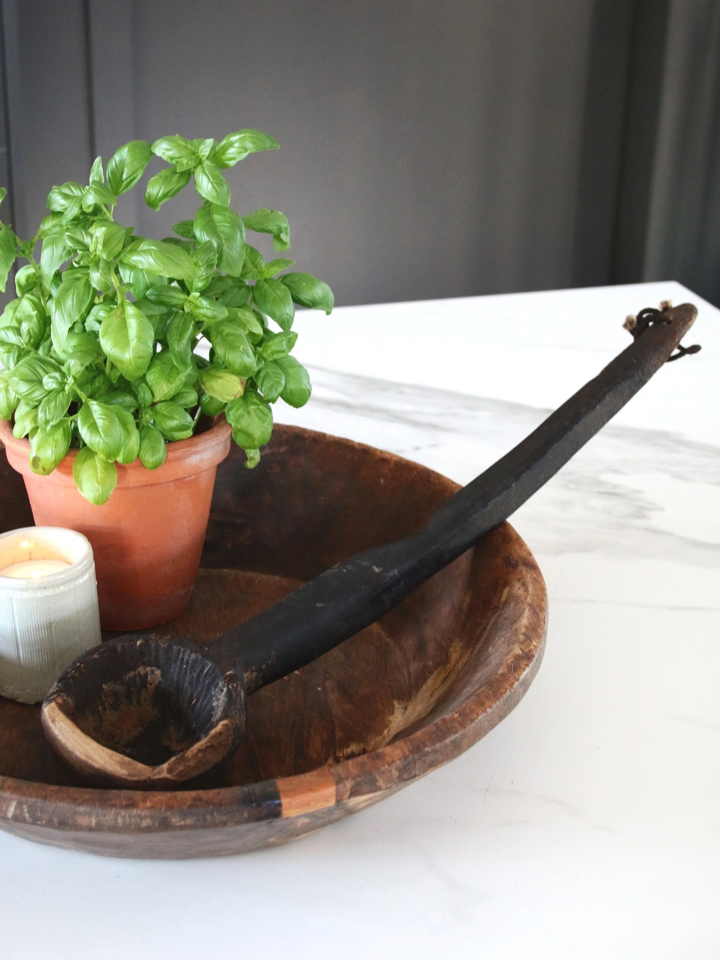 Antique Hand Carved Wooden Ladle