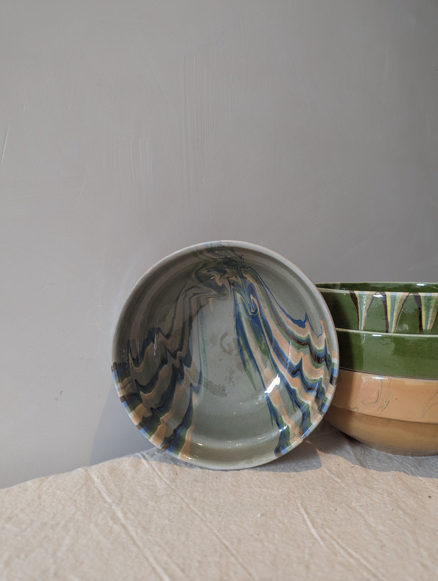 Hand Painted Medium Bowl in Duck Egg