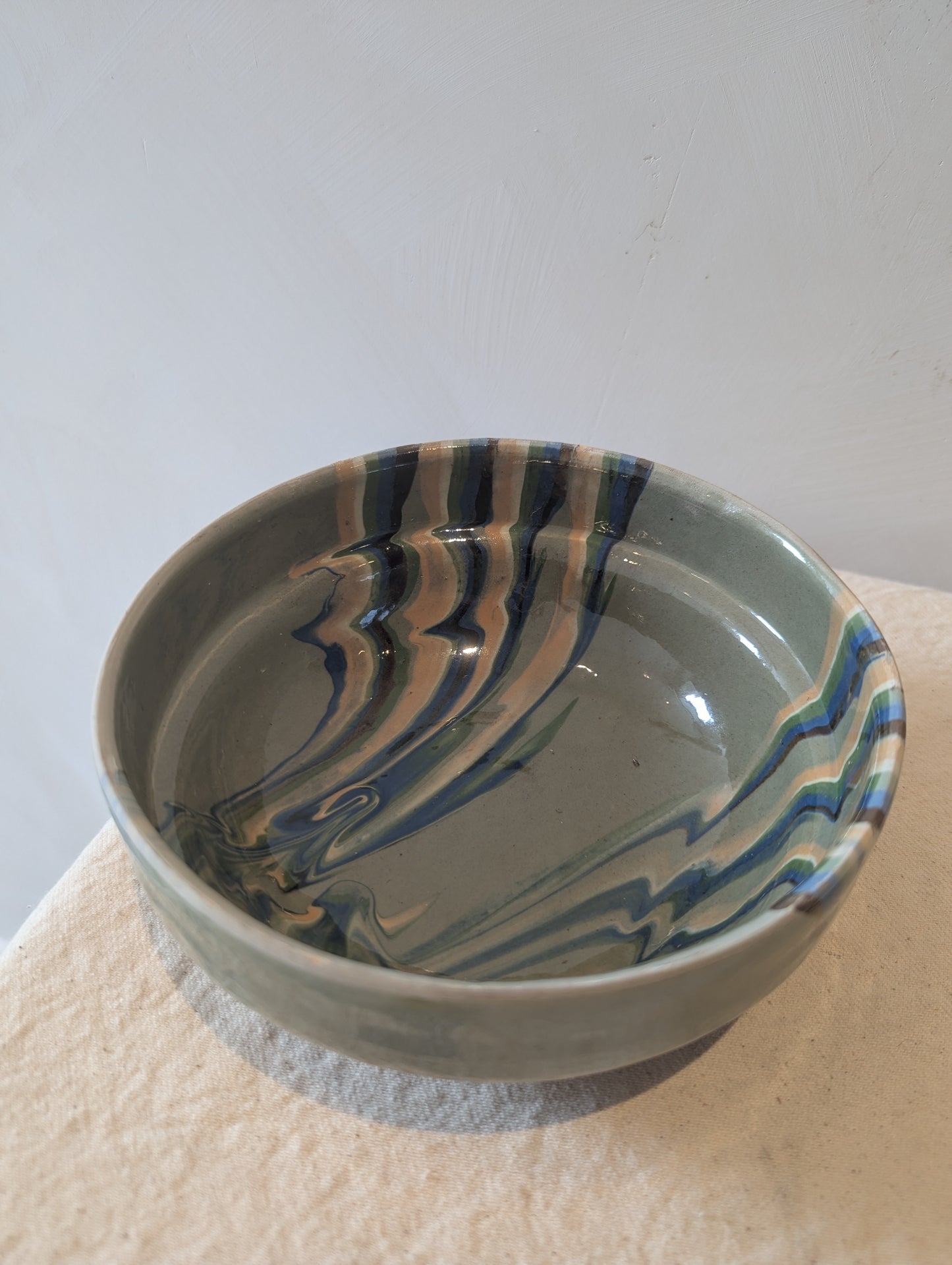 Hand Painted Medium Bowl in Duck Egg