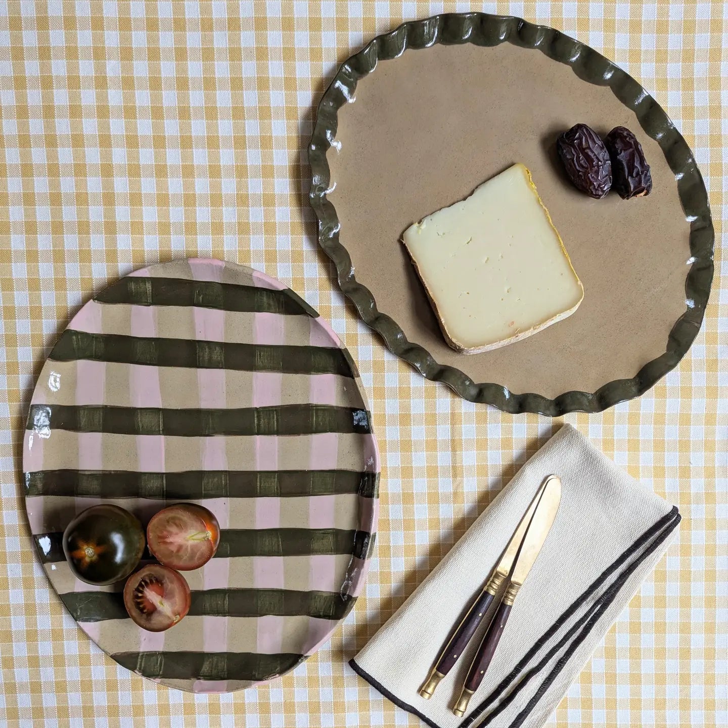 Pink & Smokey Olive Gingham