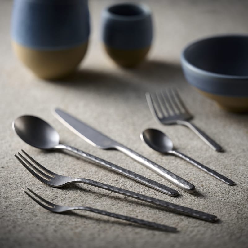 Stonewashed Silver Cutlery Set | 48 Piece