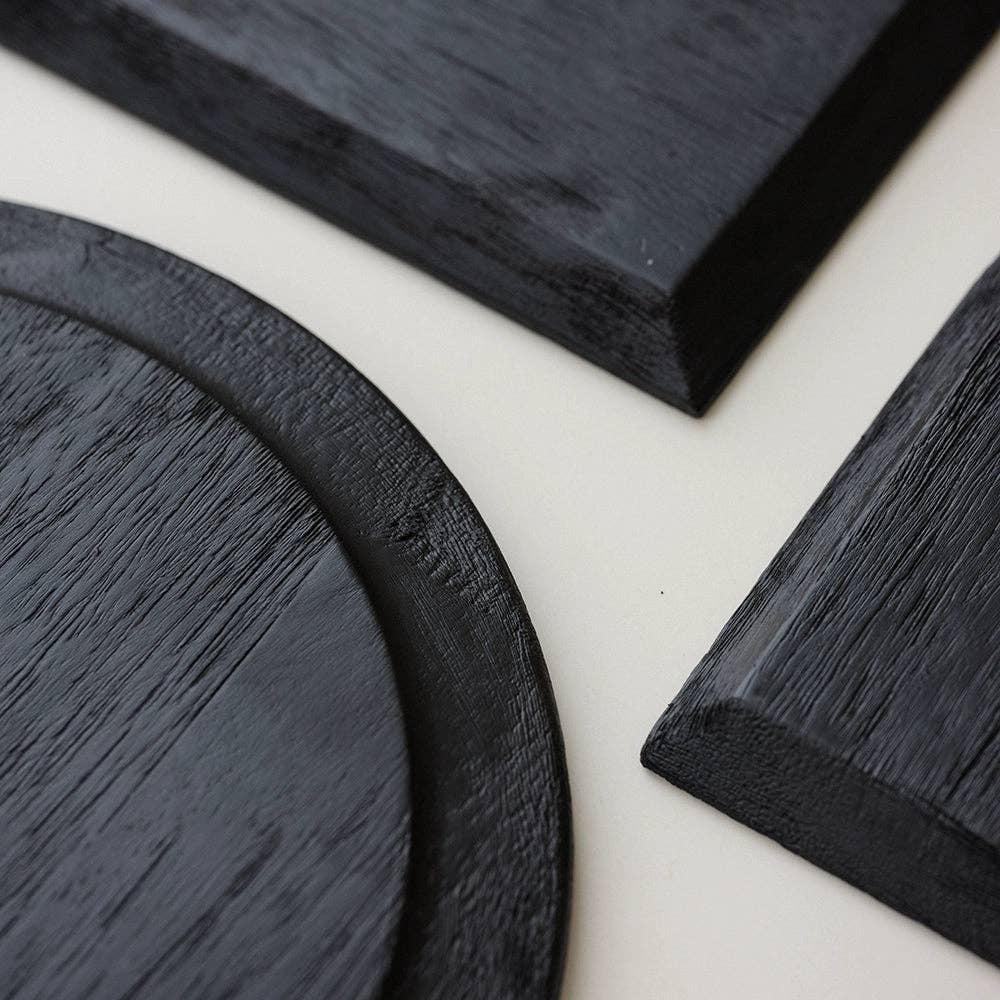 Wabi-Sabi Carbonised Wood Black Tray