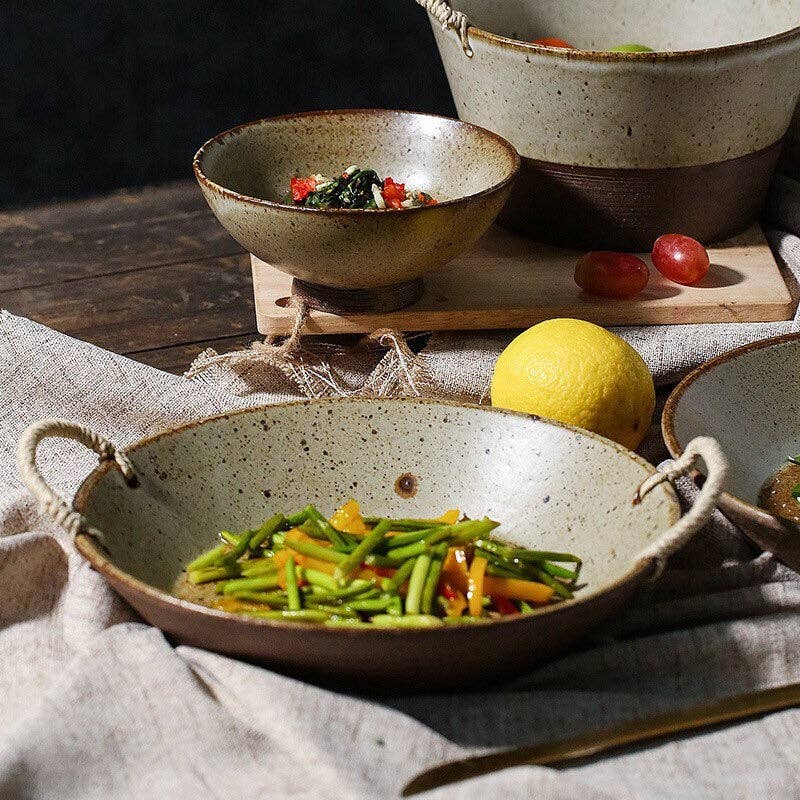 Ceramic Rattan Handle Bowl
