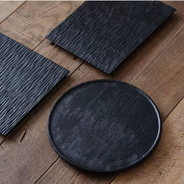 Wabi-Sabi Carbonised Wood Black Tray
