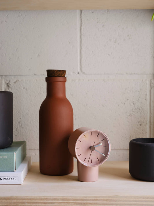 Colombo Porcelain Bottle with Cork | Dark Terracotta