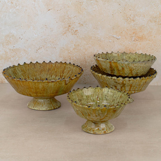 Handmade Tamegroute Pedestal Fruit Bowl Handmade | Medium