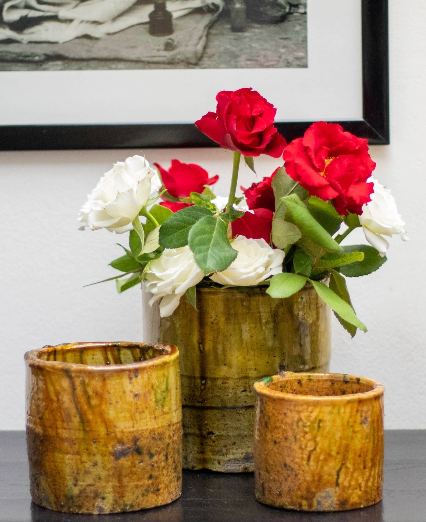Handmade Tamegroute Ochre Ceramic Planter Pot: Medium