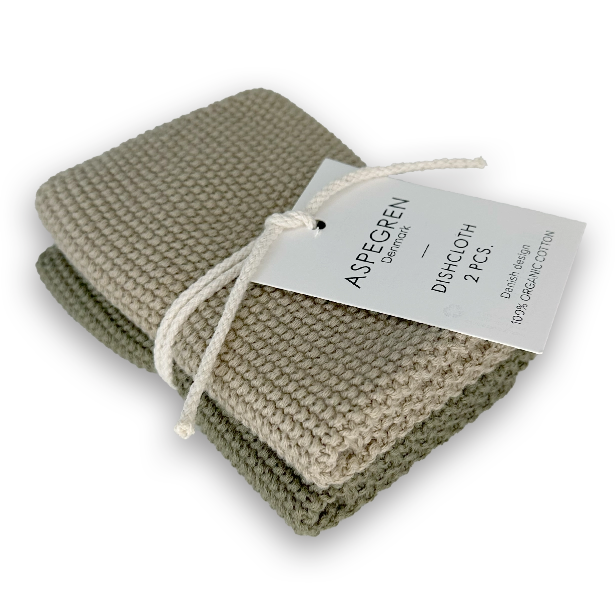 Knitted Olive Dishcloths Set of 2