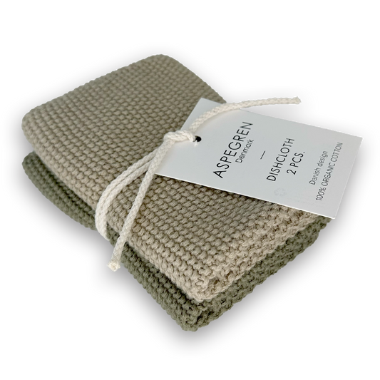 Knitted Olive Dishcloths Set of 2