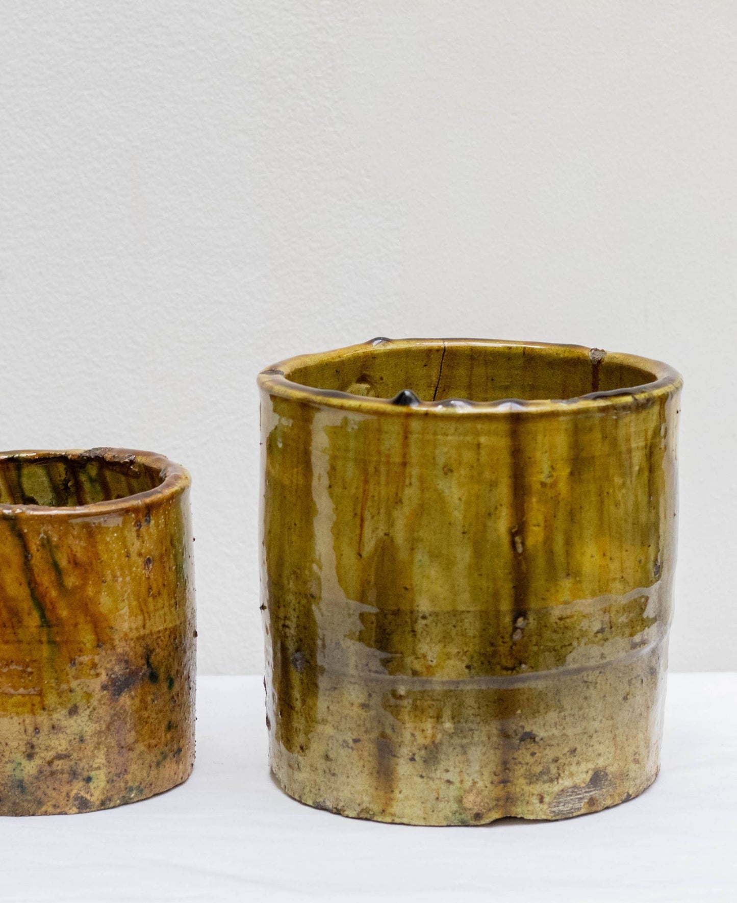 Handmade Tamegroute Ochre Ceramic Planter Pot: Medium