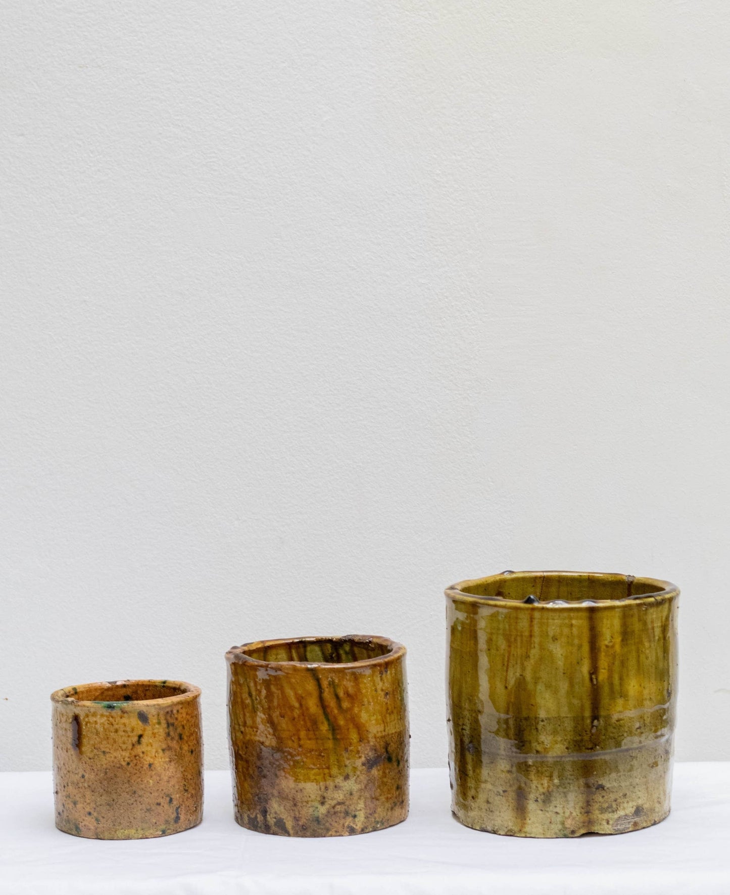 Handmade Tamegroute Ochre Ceramic Planter Pot: Medium