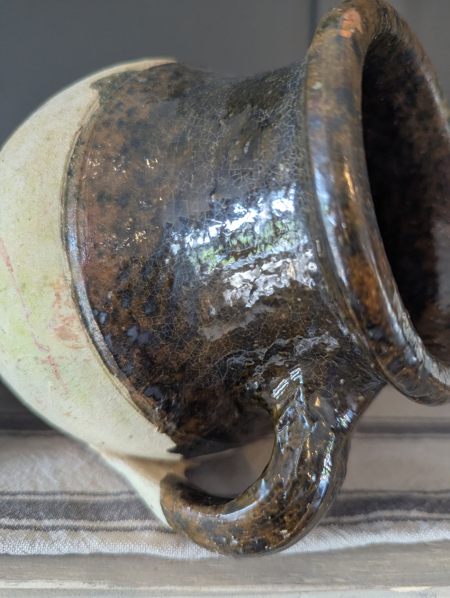 Handled Decorative Green Vase