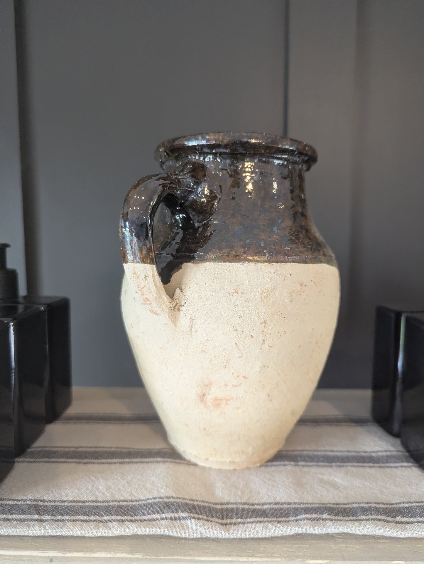 Handled Decorative Green Vase