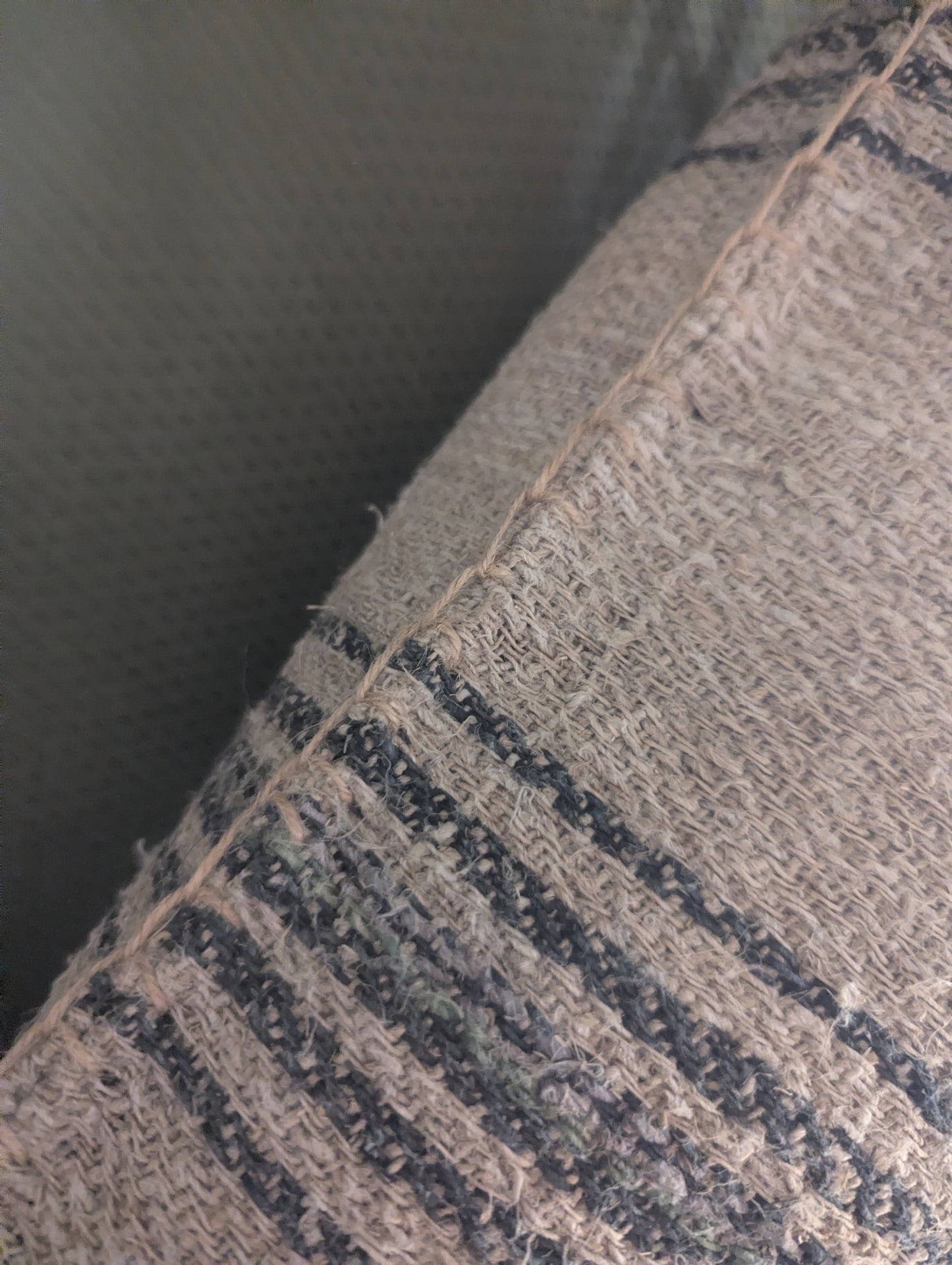 Black & Green French Sacking Cushion