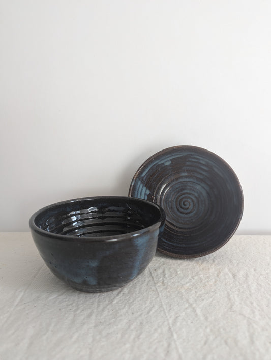 Navy Pottery Bowl