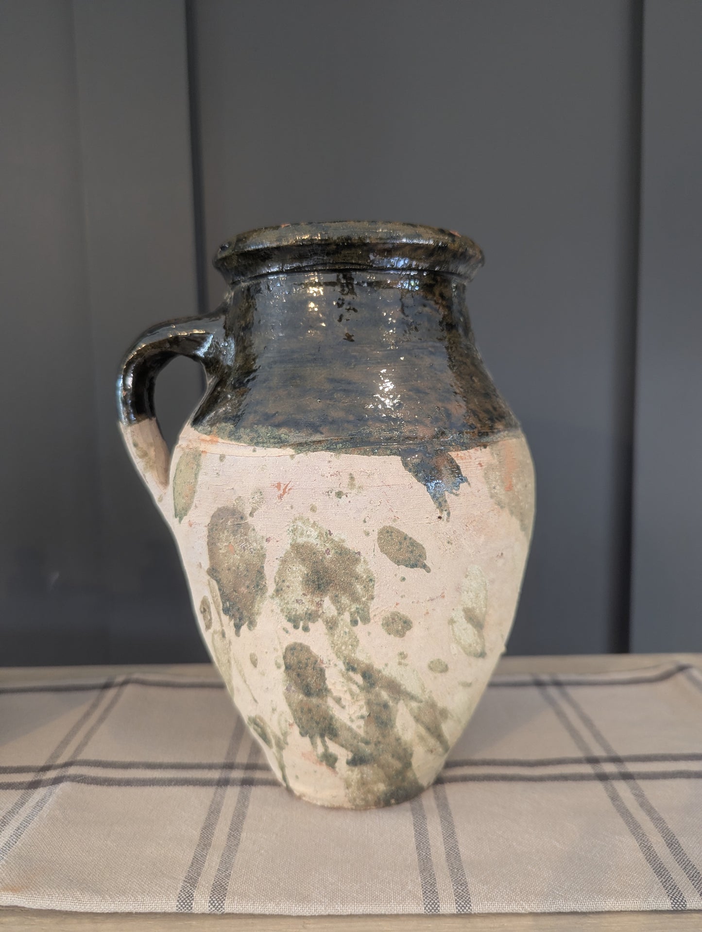 Handled Decorative Green Vase