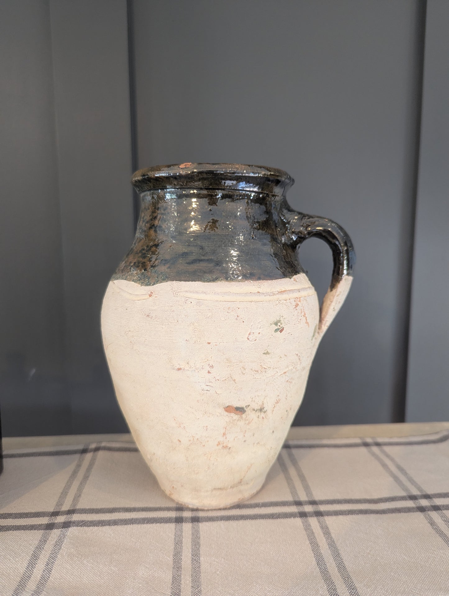Handled Decorative Green Vase