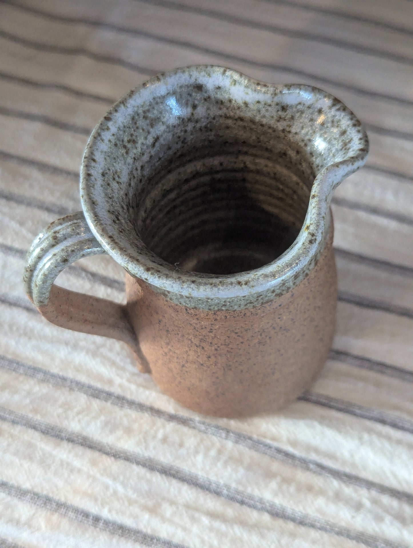 Blue Speckled Pottery Creamer Jug