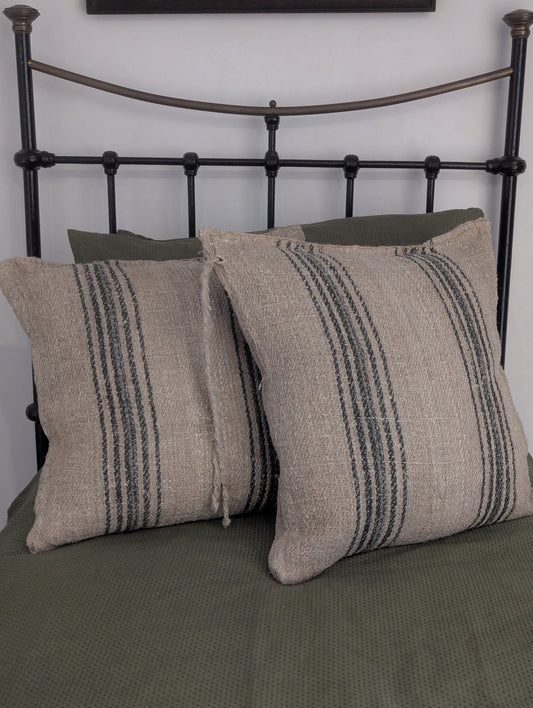 Black & Green French Sacking Cushion
